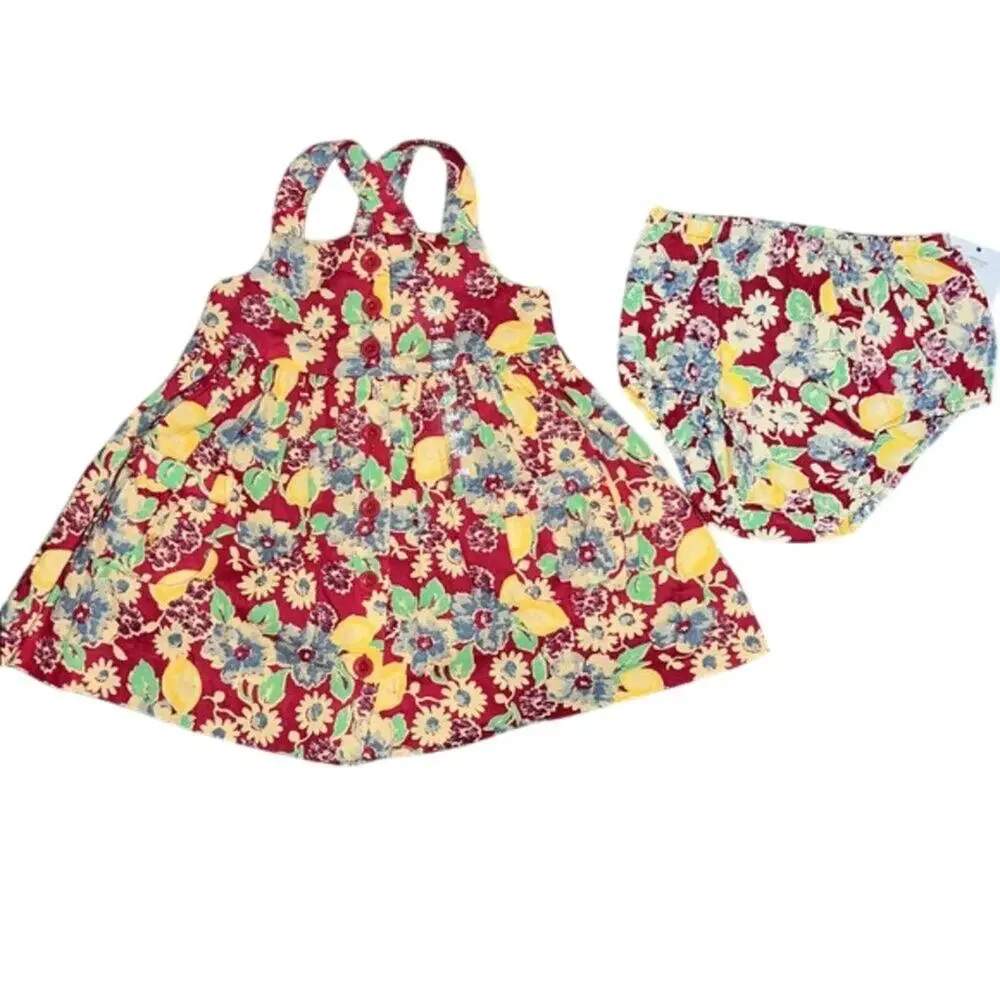 Ralph Lauren Baby Girls Floral & Lemon-Print Day Dress - 3M - NWT